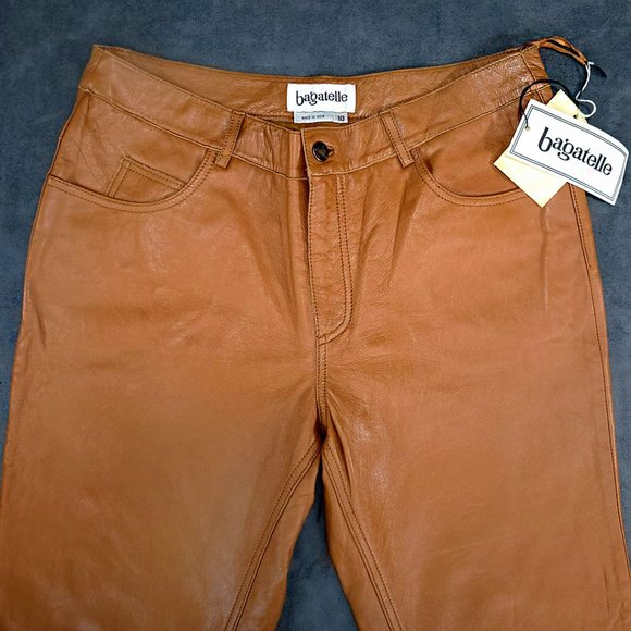 NWT – Cognac Brown 5 Pocket Leather Pants Bagatelle - Picture 7 of 14